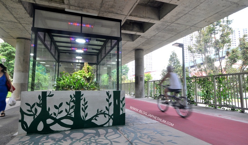 Utilizing grey space as common space: Inter HDB town bicycle lane and public terrarium under MRT 